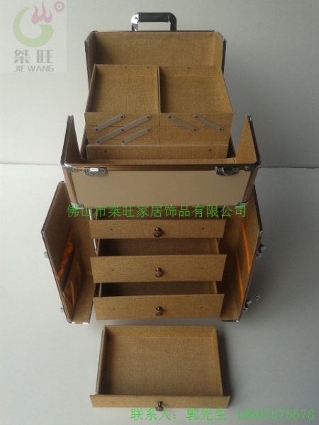 双开多层拉杆纹绣工具化妆箱